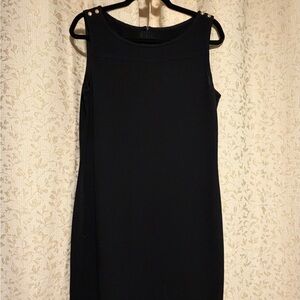 St. John Collection Black Mini Dress with Gold Accents